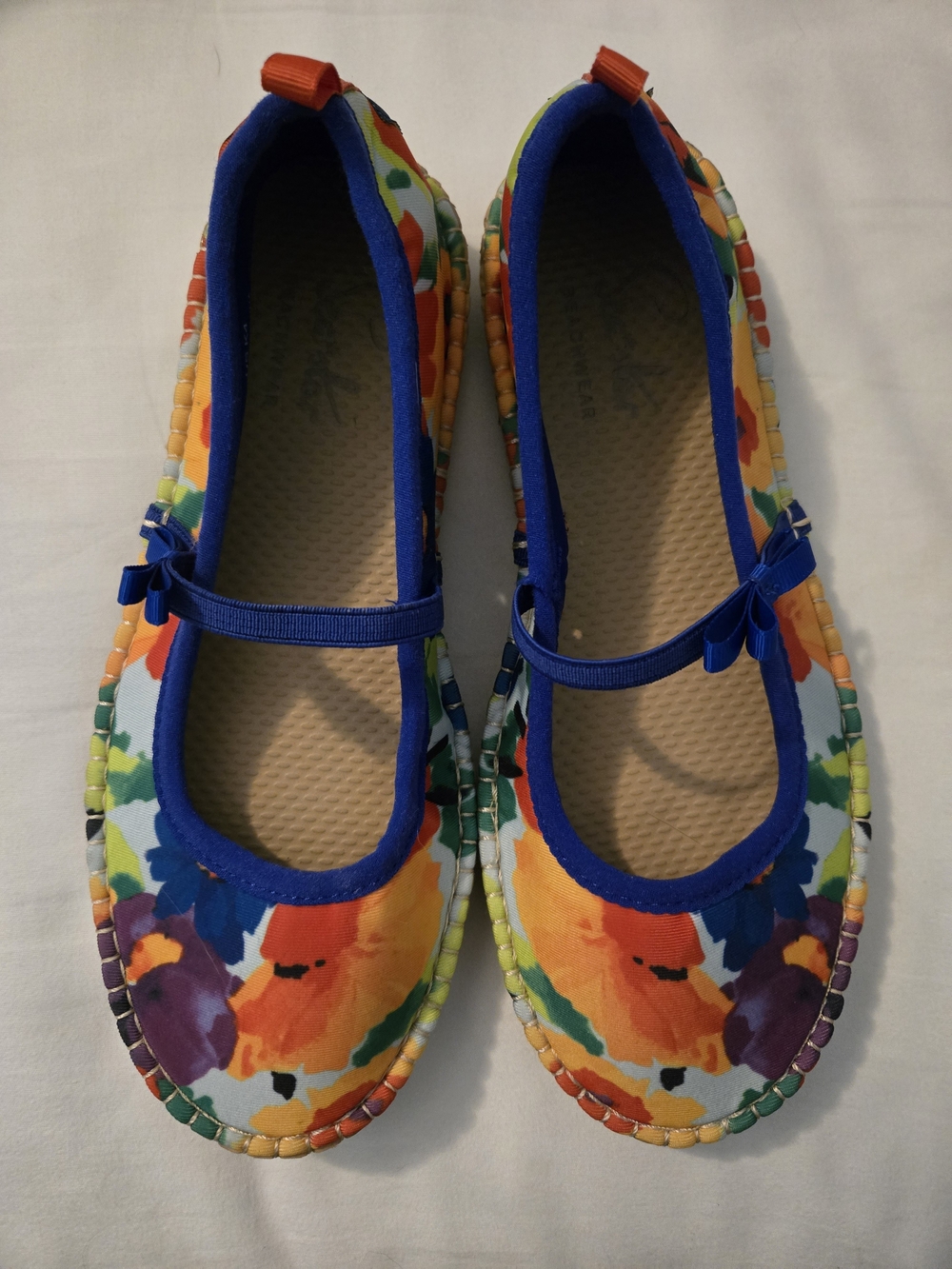 Sea Star Beachwear Frances Valentine Floral Explosion Espadrille Mary Jane Sz K4
